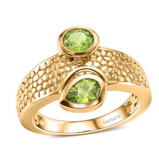 EVER TRUE Natürliche Peridot Ring 950 Kupfer (Größe 18.00) ca. 0.97 ct