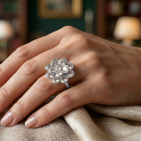 Weißer Zirkonia Ring Nickelfreies Messing, flexible, (Größe 17.00-19.00)