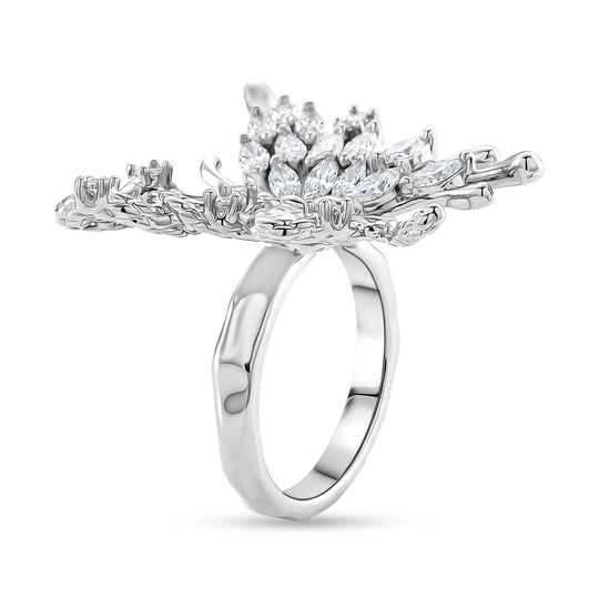 Weißer Zirkonia Ring Nickelfreies Messing, flexibel, Silbefarben, (Größe 16.00-18.00)