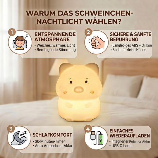 LED-Nachtlicht im Küken-Design mit Farbwechsel, Berührungssteuerung und Timer, 8 x 7,5 x 9,5 cm, Weiß