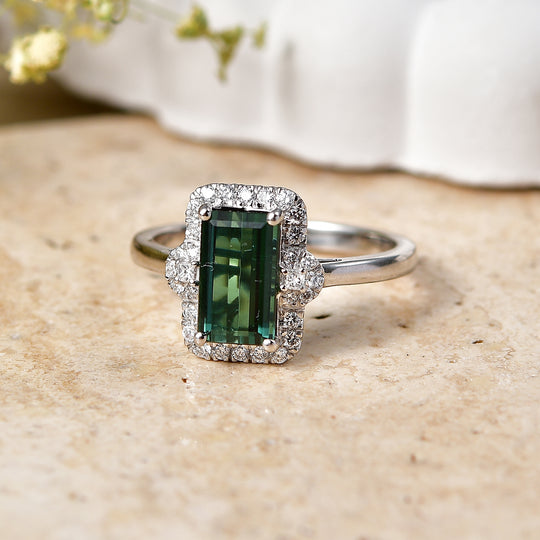 Rhapsody AAAA Pirineu Lagoon Tourmaline, Weißer Diamant Ring 950 Platin (Größe 18.00) (10-16 Werktage Lieferzeit) ca. 2,56 ct