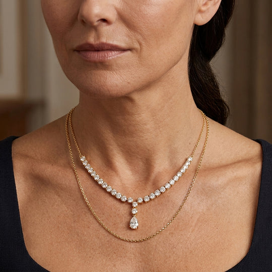 D'Joy Moissanit Halskette ca. 45 cm 925 Silber Rhodiniert ca. 8.87 ct