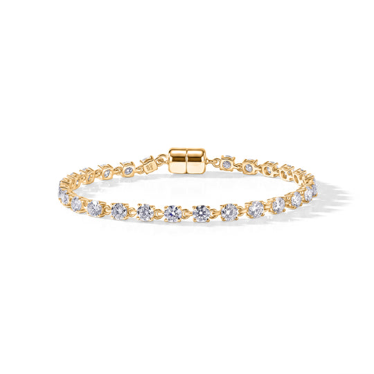 D'Joy Moissanit Armband ca. 19 cm 925 Silber 750 Gelbgold vermeil ca. 6,92 ct.