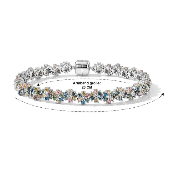LUXURIANT SGL zertifiziertes SI-GH mehrfarbiges Labor Diamant 20cm florales Eternity Armband, 925 Silber rhodiniert - 6 ct.