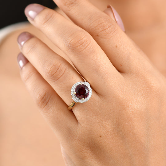 LUXURIANT (10-16 Werktage Lieferzeit) 2,73 ct. AAA Farbwechsel Granat und Labor Diamant Ring in 417 Gold