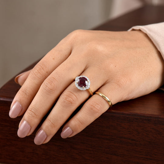 LUXURIANT (10-16 Werktage Lieferzeit) 2,73 ct. AAA Farbwechsel Granat und Labor Diamant Ring in 417 Gold