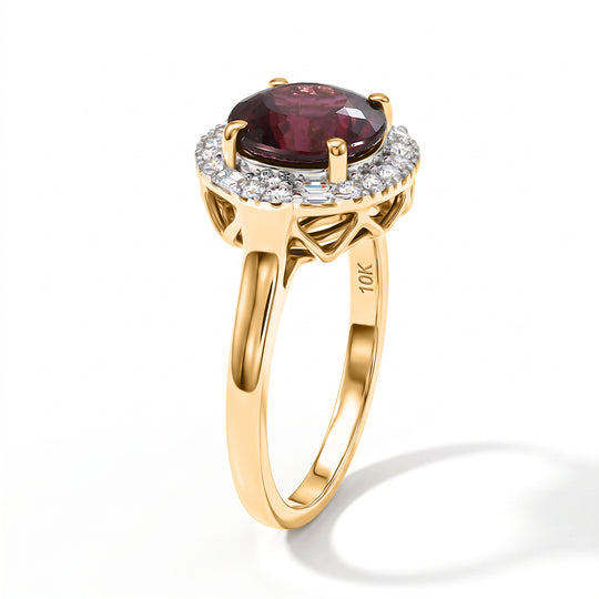 LUXURIANT (10-16 Werktage Lieferzeit) 2,73 ct. AAA Farbwechsel Granat und Labor Diamant Ring in 417 Gold