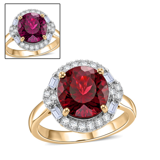 LUXURIANT (10-16 Werktage Lieferzeit) 2,73 ct. AAA Farbwechsel Granat und Labor Diamant Ring in 417 Gold