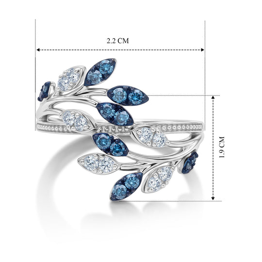 LUXURIANT DIAMOND - Lab Grown Blauer Diamant SI, Lab Grown Diamant Ring 925 Silber Rhodiniert (Größe 19.00) ca. 1,29 ct