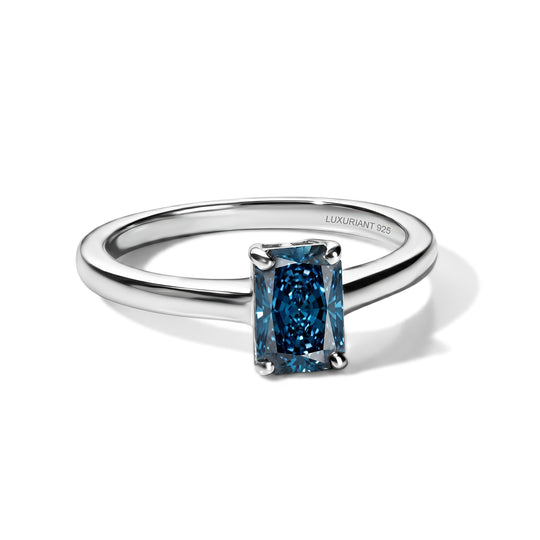 LUXURIANT DIAMOND - Lab Grown Blauer Diamant SI Ring 925 Silber Rhodiniert (Größe 20.00) ca. 1,05 ct