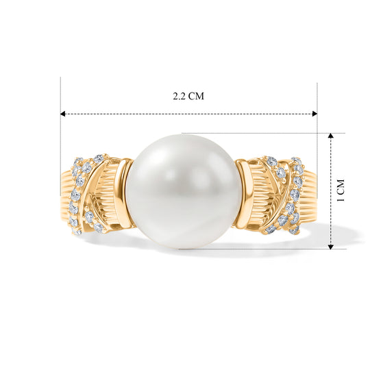 EVER TRUE Süßwasser Perle (9-9.5 mm), Weißer Zirkon Ring 950 Kupfer (Größe 17.00)
