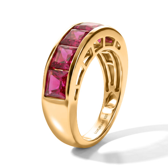 LUXURIANT - AAA Lab Grown Rubin Ring 925 Silber Gold (Größe 21.00) ca. 4,29 ct