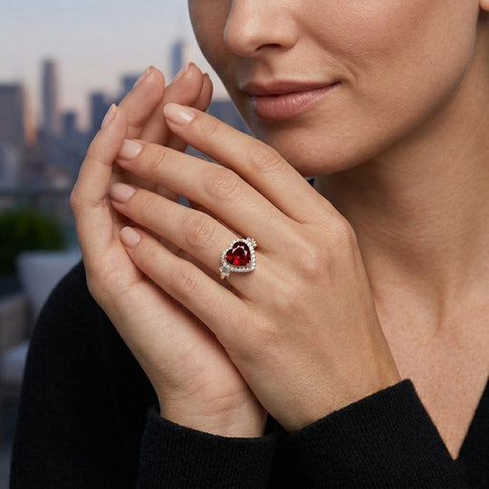LUXURIANT 3,04 ct. AAA Farbwechsel Granat und Labor Diamant Ring in 417 Gold (10-16 Werktage Lieferzeit)