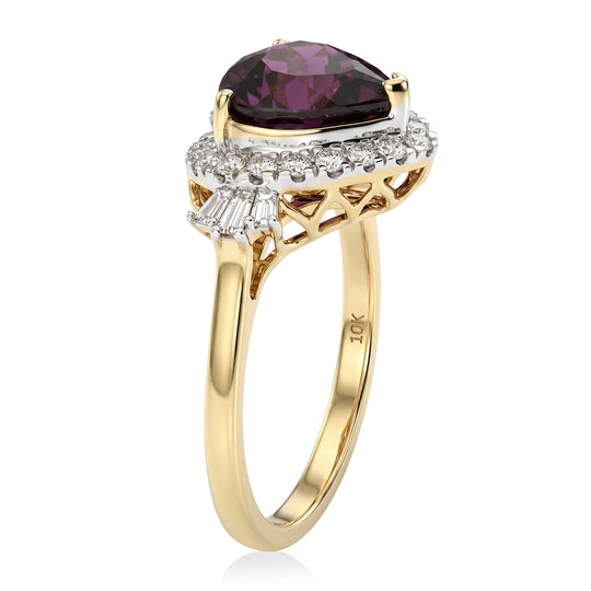 LUXURIANT 3,04 ct. AAA Farbwechsel Granat und Labor Diamant Ring in 417 Gold (10-16 Werktage Lieferzeit)