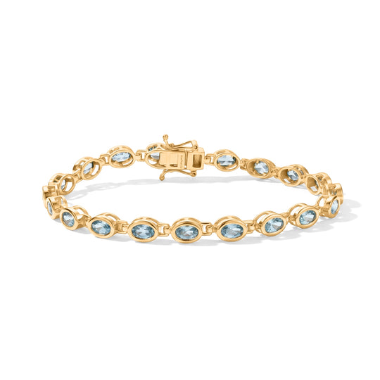 EverTrue AAA blauer Zirkon 20cm Armband, 950 Kupfer mit Gelbgold E-Beschichtung - 14,55 ct.