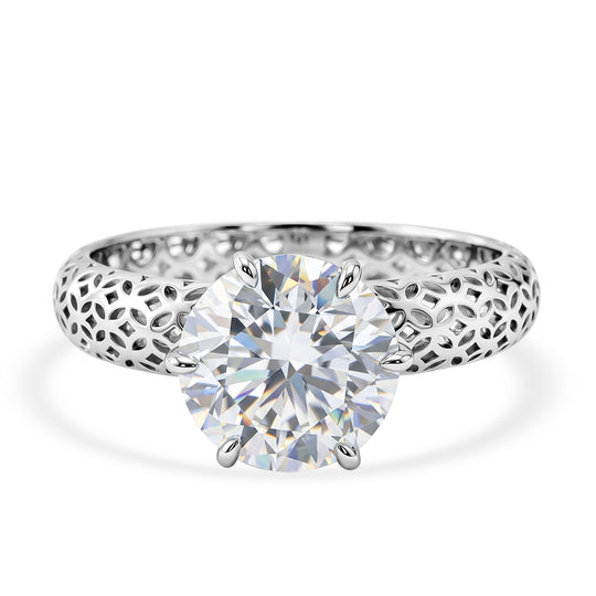 D'Joy Moissanit Ring 925 Silber Rhodiniert (Größe 20.00) ca. 2,19 ct