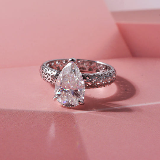 D'Joy Moissanit Ring 925 Silber Rhodiniert (Größe 19.00) ca. 2,07 ct