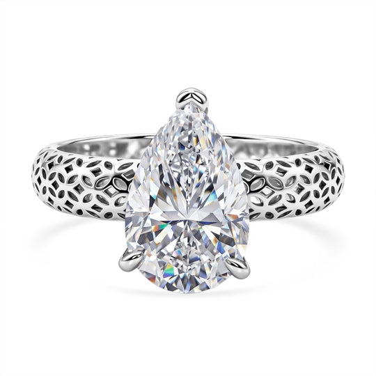 D'Joy Moissanit Ring 925 Silber Rhodiniert (Größe 19.00) ca. 2,07 ct