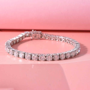 D'Joy Moissanit (Rund) Armband ca. 19 cm 925 Silber Rhodiniert ca. 18.09 ct