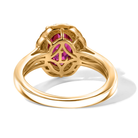 LUXURIANT - AAA Lab Grown Rubin, Weißer Zirkon Ring 925 Silber 750 Gelbgold vermeil (Größe 20.00) ca. 2,86 ct