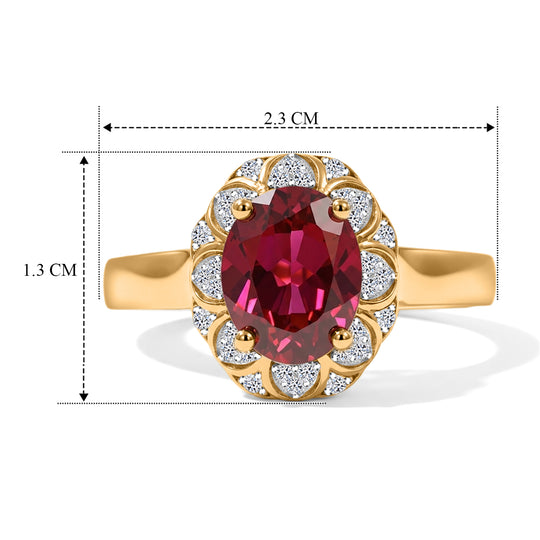 LUXURIANT - AAA Lab Grown Rubin, Weißer Zirkon Ring 925 Silber 750 Gelbgold vermeil (Größe 20.00) ca. 2,86 ct