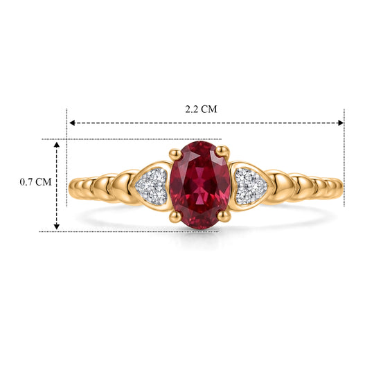LUXURIANT - AAA Lab Grown Rubin, Weißer Zirkon Ring 925 Silber Gold (Größe 19.00) ca. 0,72 ct