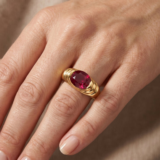 LUXURIANT - AAA Lab Grown Rubin Ring 925 Silber Gold (Größe 20.00) ca. 2,67 ct