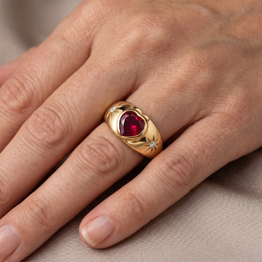 LUXURIANT - AAA Lab Grown Rubin, Lab Grown Diamant Ring 925 Silber Gold (Größe 21.00) ca. 2,89 ct