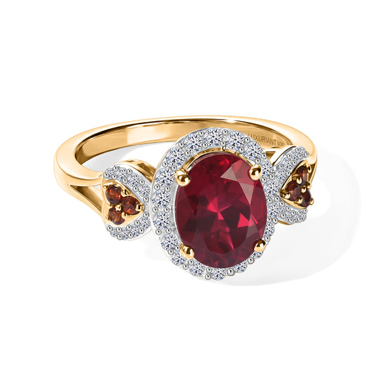 LUXURIANT - AAA Lab Grown Rubin, Mosambik Granat Ring 925 Silber Gold (Größe 20.00) ca. 3,32 ct