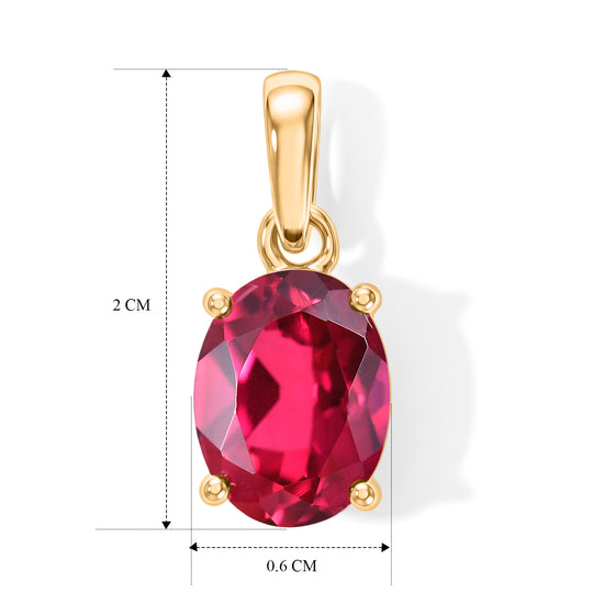 LUXURIANT - AAA Lab Grown Rubin Anhänger 925 Silber Gold ca. 1.62 ct