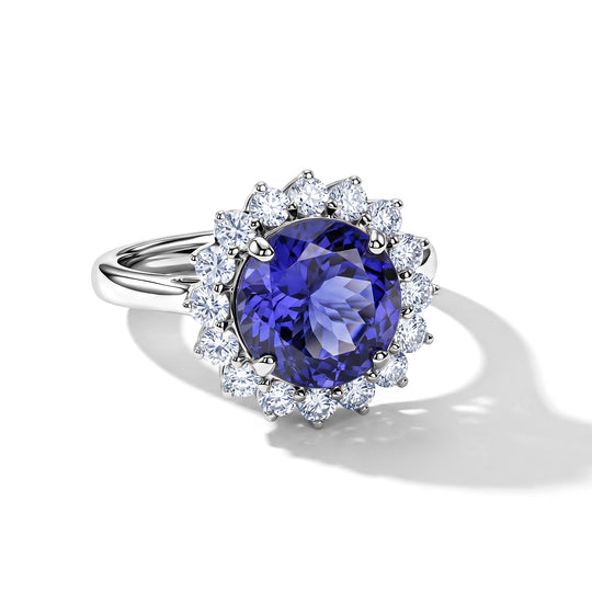 Rhapsody AAAA Tansanit, Weißer Diamant Ring 950 Platin (Größe 17.00) (10-16 Werktage Lieferzeit) ca. 4,97 ct