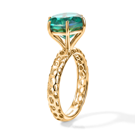 D'Joy Pfau Quarz Triplette Ring 925 Silber 750 Vergoldet (Größe 18.00) ca. 3,93 ct
