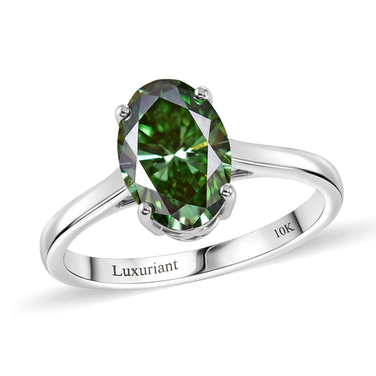 LUXURIANT (10-16 Werktage Lieferzeit) 2 ct. VS-EF grüner Labor Diamant Ring in 417 Weißgold
