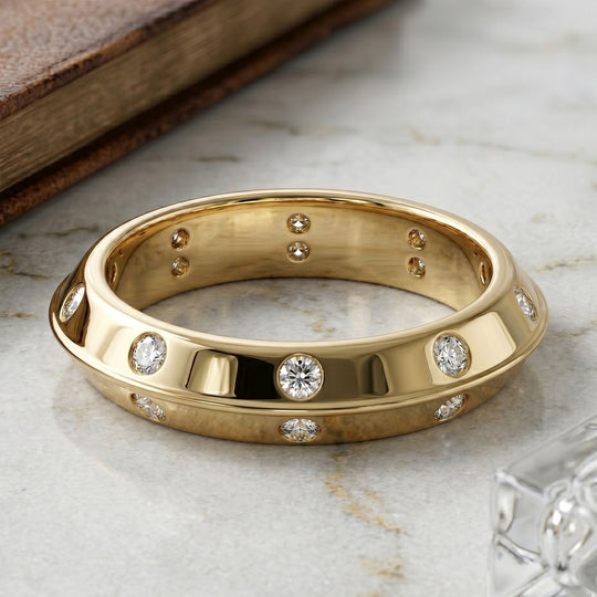 LUXURIANT SGL zertifizierter SI-GH Labor Diamant Ring, 925 Silber 750 Gelbgold Vermeil - 0,26 ct.