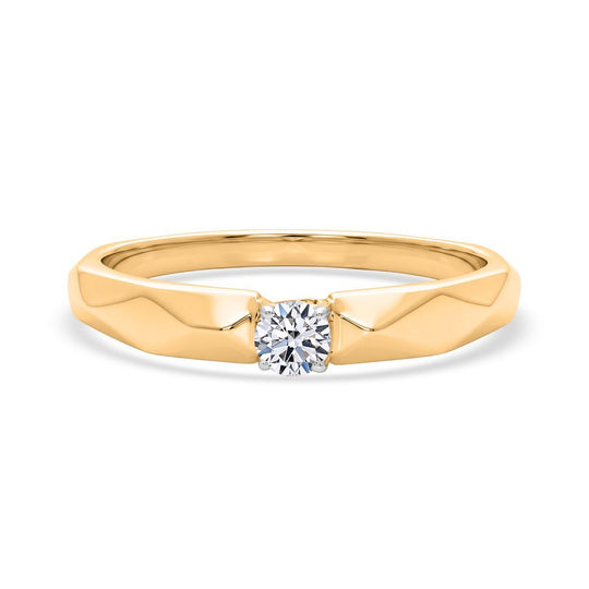 LUXURIANT SI-GH Labor Diamant Solitär Ring, 925 Silber 750 Gelbgold Vermeil - 0,20 ct.