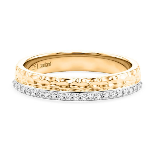 LUXURIANT SI-GH Labor Diamant Ring, 925 Silber 750 Gelbgold Vermeil - 0,15 ct