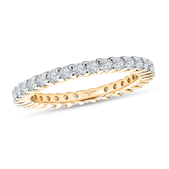 LUXURIANT DIAMOND - Lab Grown Diamant SI-GH SGL zertifiziert Ring 925 Silber 750 Gelbgold vermeil (Größe 20.00) ca. 1,03 ct