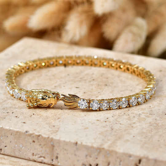 D'Joy Moissanit Drache Armband ca. 19 cm 925 Silber 750 Gelbgold vermeil ca. 8.36 ct