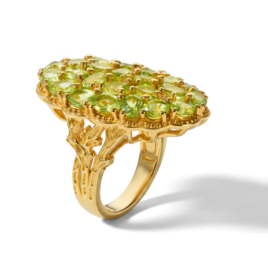 EverTrue Peridot und Zirkon Cluster Cocktail Ring, Bronze mit Gelbgold E-Bechichtung - 5,57 ct.