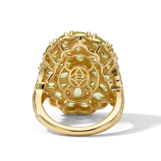 EverTrue Peridot und Zirkon Cluster Cocktail Ring, Bronze mit Gelbgold E-Bechichtung - 5,57 ct.