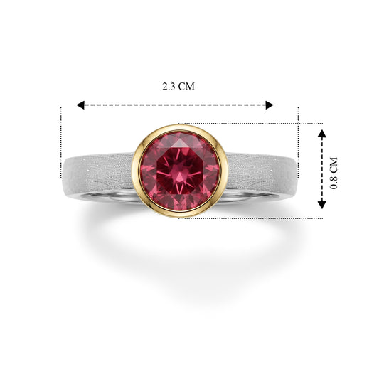 D'Joy Lab Grown Padparadscha-Saphir Ring 925 Silber Rhodiniert und 750 Gelbgold Vermeil (Größe 17.00) ca. 1,87 ct