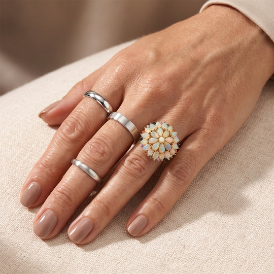 D'Joy Rosa Saphir, Natürlicher, äthiopischer Welo Opal Ring 925 Silber 750 Gelbgold vermeil (Größe 20.00) ca. 4,48 ct
