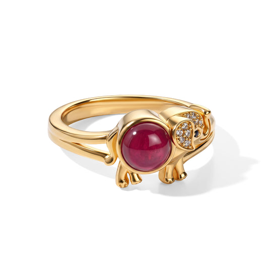 EVER TRUE AA Afrikanischer Rubin (Fissure gefüllt), Schwarzer Spinell Ring 950 Kupfer (Größe 19.00) ca. 1,64 ct