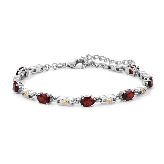 EVER TRUE Roter Granat Armband ca. 16.5 cm Nickelfreies Messing ca. 4.15 ct