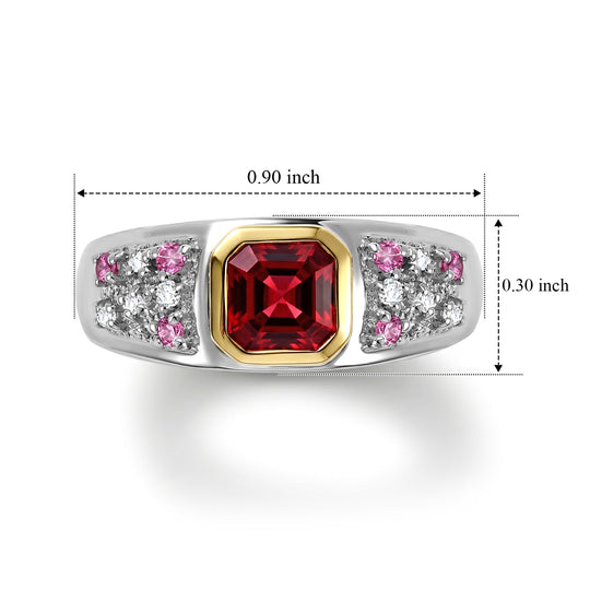 D'Joy Lab Grown Padparadscha-Saphir Ring 925 Silber Rhodiniert und 750 Gelbgold Vermeil (Größe 21.00) ca. 1,74 ct