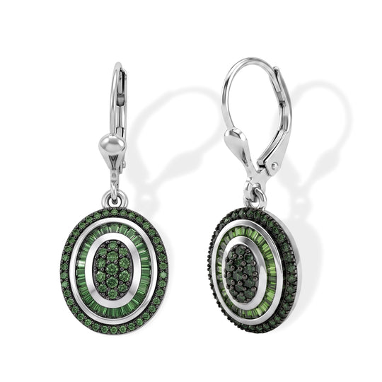 D'Joy Grüner Diamant Ohrringe 925 Silber Rhodiniert ca. 0.97 ct
