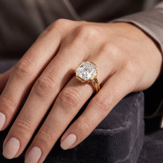 D'Joy Moissanit Ring 925 Silber 750 Gelbgold vermeil (Größe 19.00) ca. 3,53 ct