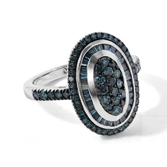 D'Joy Weißer Diamant Ring 925 Silber Rhodiniert (Größe 19.00) ca. 1,00 ct