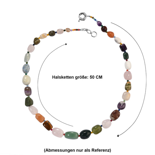 EVER TRUE Mehrfarbig Edelsteine Halskette ca. 60 cm Nickelfreies Messing Platiniert ca. 560.00 ct