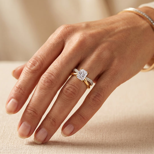 D'Joy Moissanit Ring 925 Silber 750 Gelbgold vermeil (Größe 21.00) ca. 4,01 ct